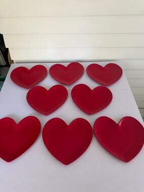 Target Red Heart Melamine Dinner Plates Set of 8 Valentine Ceramic Look Plastic